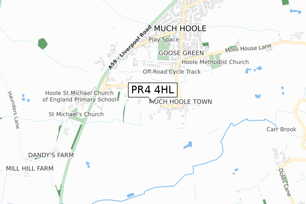 PR4 4HL map - small scale - OS Open Zoomstack (Ordnance Survey)