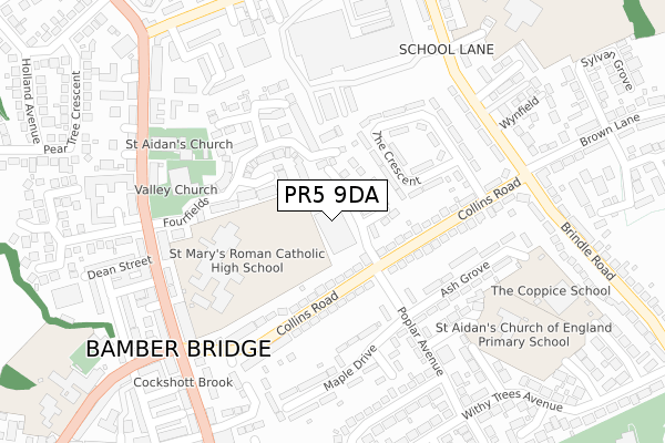 PR5 9DA map - large scale - OS Open Zoomstack (Ordnance Survey)