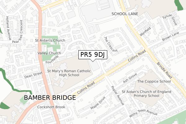 PR5 9DJ map - large scale - OS Open Zoomstack (Ordnance Survey)