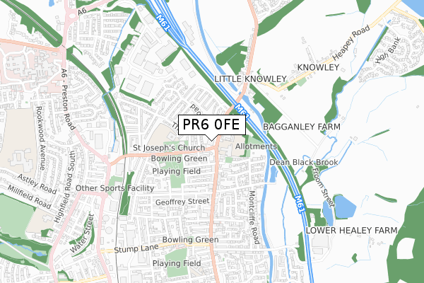 PR6 0FE map - small scale - OS Open Zoomstack (Ordnance Survey)