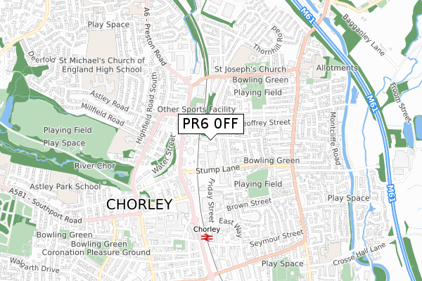 PR6 0FF map - small scale - OS Open Zoomstack (Ordnance Survey)