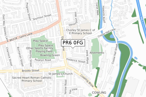 PR6 0FG map - large scale - OS Open Zoomstack (Ordnance Survey)