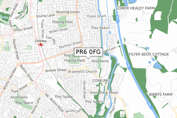 PR6 0FG map - small scale - OS Open Zoomstack (Ordnance Survey)