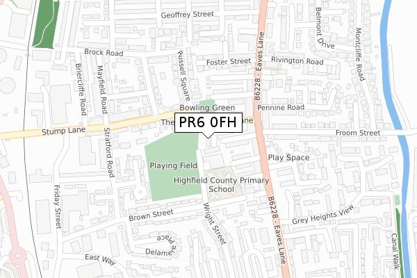 PR6 0FH map - large scale - OS Open Zoomstack (Ordnance Survey)