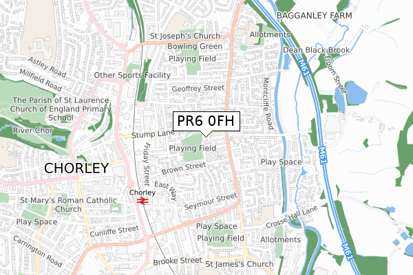 PR6 0FH map - small scale - OS Open Zoomstack (Ordnance Survey)