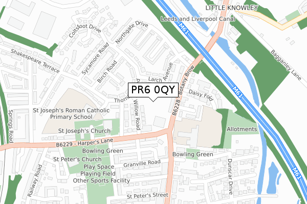 PR6 0QY map - large scale - OS Open Zoomstack (Ordnance Survey)