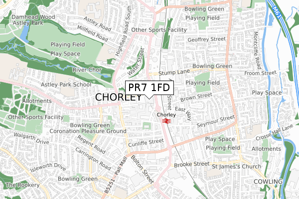 PR7 1FD map - small scale - OS Open Zoomstack (Ordnance Survey)