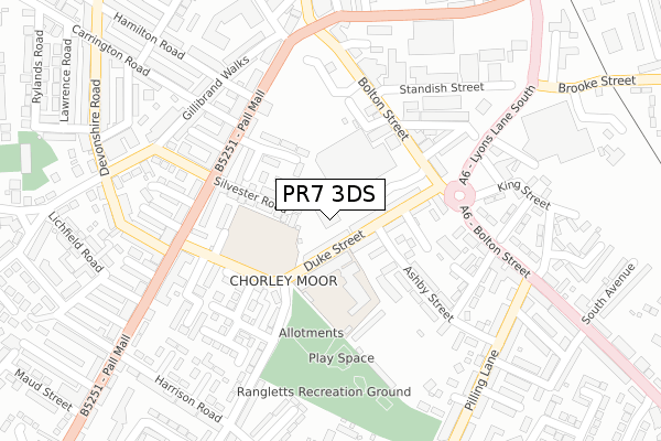 PR7 3DS map - large scale - OS Open Zoomstack (Ordnance Survey)