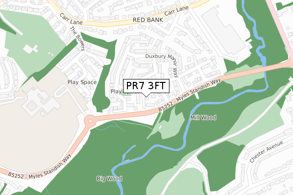 PR7 3FT map - large scale - OS Open Zoomstack (Ordnance Survey)