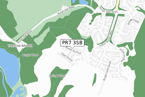 PR7 3SB map - large scale - OS Open Zoomstack (Ordnance Survey)