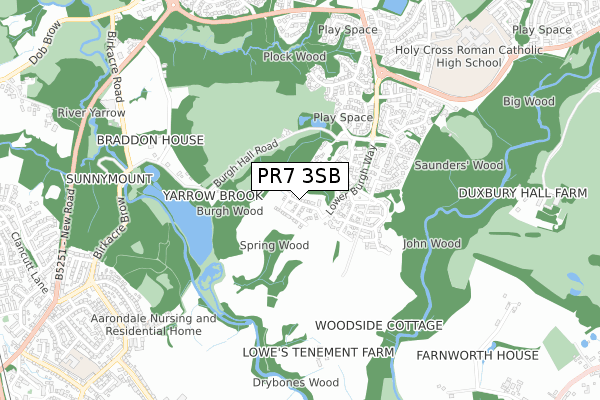 PR7 3SB map - small scale - OS Open Zoomstack (Ordnance Survey)