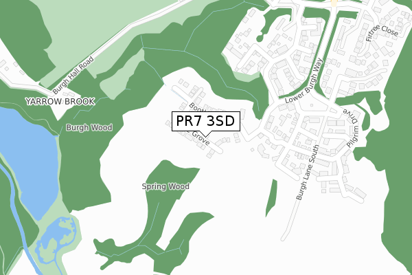 PR7 3SD map - large scale - OS Open Zoomstack (Ordnance Survey)