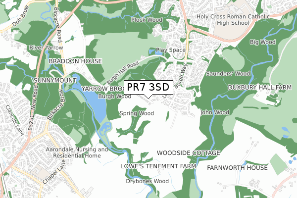 PR7 3SD map - small scale - OS Open Zoomstack (Ordnance Survey)