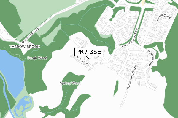 PR7 3SE map - large scale - OS Open Zoomstack (Ordnance Survey)