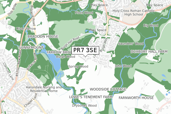 PR7 3SE map - small scale - OS Open Zoomstack (Ordnance Survey)