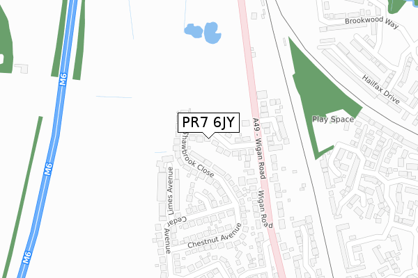 PR7 6JY map - large scale - OS Open Zoomstack (Ordnance Survey)