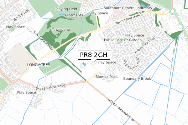 PR8 2GH map - small scale - OS Open Zoomstack (Ordnance Survey)