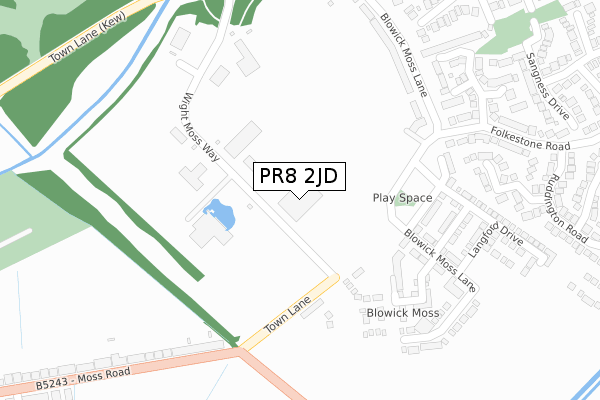 PR8 2JD map - large scale - OS Open Zoomstack (Ordnance Survey)