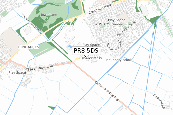 PR8 5DS map - small scale - OS Open Zoomstack (Ordnance Survey)