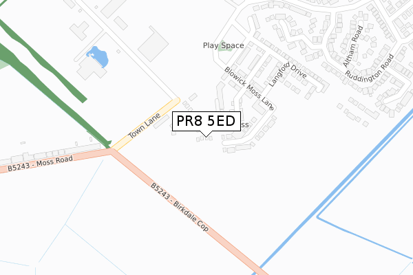 PR8 5ED map - large scale - OS Open Zoomstack (Ordnance Survey)