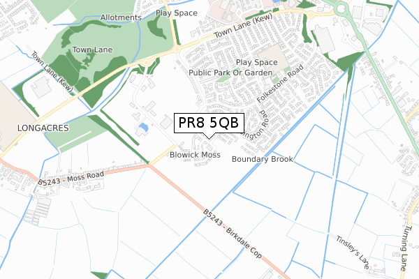 PR8 5QB map - small scale - OS Open Zoomstack (Ordnance Survey)