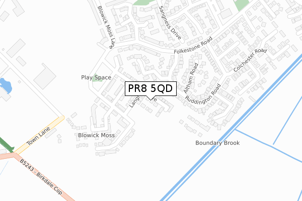 PR8 5QD map - large scale - OS Open Zoomstack (Ordnance Survey)