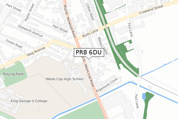 PR8 6DU map - large scale - OS Open Zoomstack (Ordnance Survey)