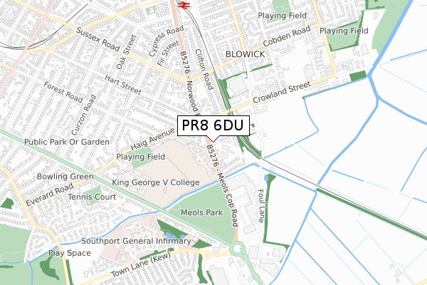 PR8 6DU map - small scale - OS Open Zoomstack (Ordnance Survey)