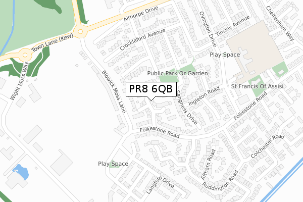 PR8 6QB map - large scale - OS Open Zoomstack (Ordnance Survey)