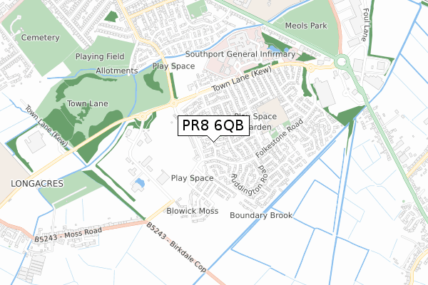 PR8 6QB map - small scale - OS Open Zoomstack (Ordnance Survey)