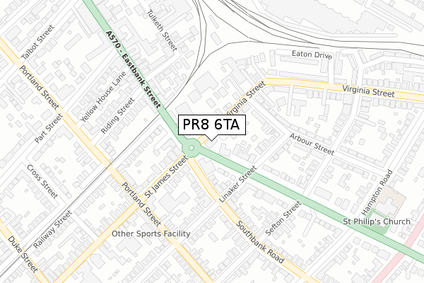 PR8 6TA map - large scale - OS Open Zoomstack (Ordnance Survey)