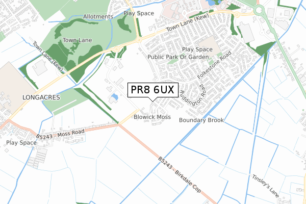 PR8 6UX map - small scale - OS Open Zoomstack (Ordnance Survey)