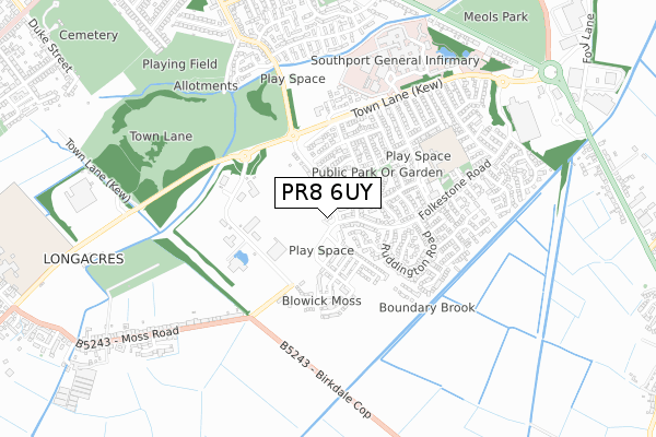 PR8 6UY map - small scale - OS Open Zoomstack (Ordnance Survey)