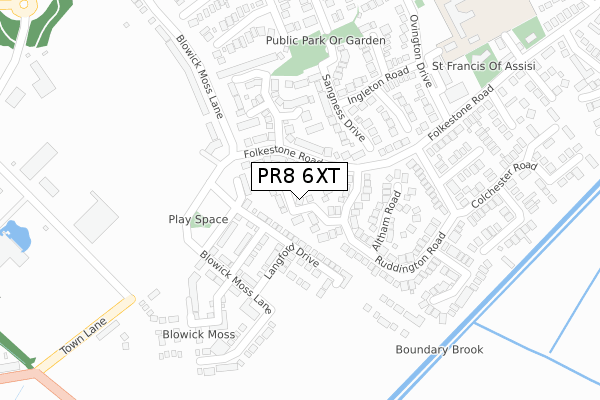 PR8 6XT map - large scale - OS Open Zoomstack (Ordnance Survey)