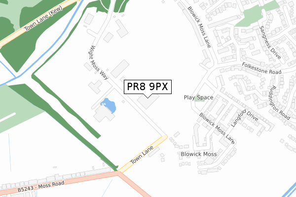 PR8 9PX map - large scale - OS Open Zoomstack (Ordnance Survey)