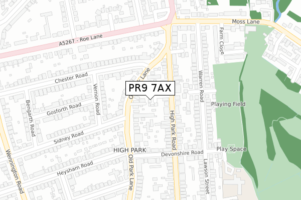 PR9 7AX map - large scale - OS Open Zoomstack (Ordnance Survey)