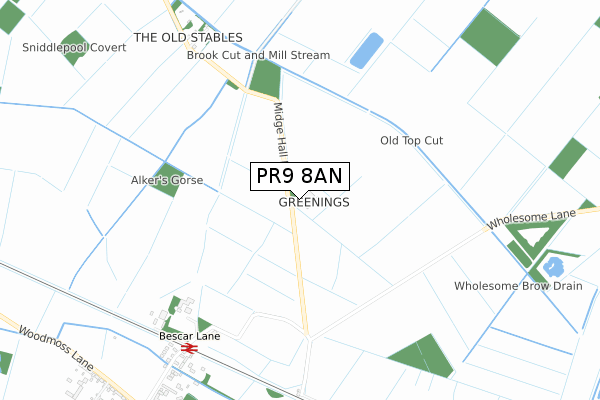 PR9 8AN map - small scale - OS Open Zoomstack (Ordnance Survey)