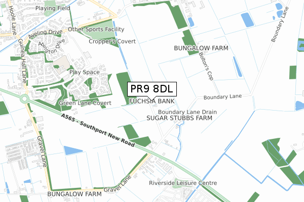 PR9 8DL map - small scale - OS Open Zoomstack (Ordnance Survey)