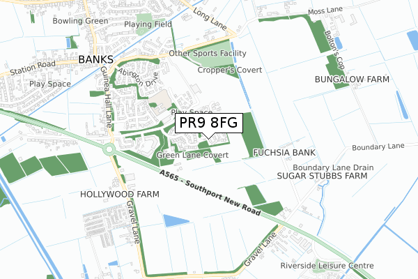 PR9 8FG map - small scale - OS Open Zoomstack (Ordnance Survey)