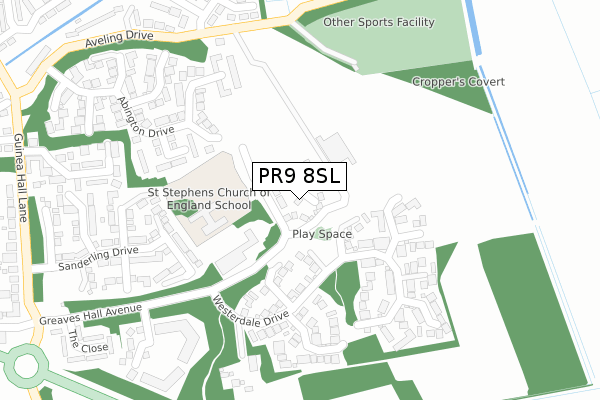 PR9 8SL map - large scale - OS Open Zoomstack (Ordnance Survey)