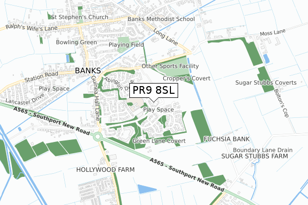 PR9 8SL map - small scale - OS Open Zoomstack (Ordnance Survey)