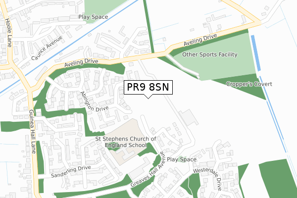 PR9 8SN map - large scale - OS Open Zoomstack (Ordnance Survey)