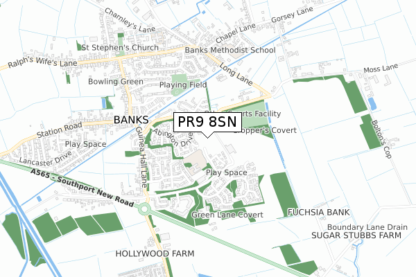 PR9 8SN map - small scale - OS Open Zoomstack (Ordnance Survey)