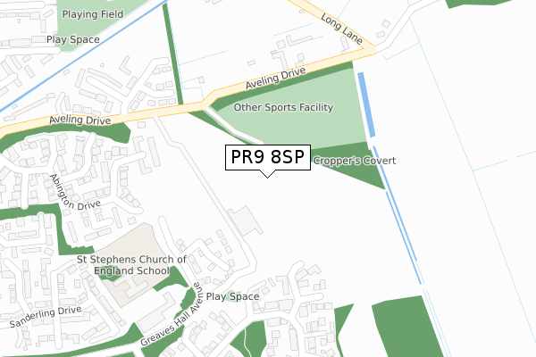 PR9 8SP map - large scale - OS Open Zoomstack (Ordnance Survey)