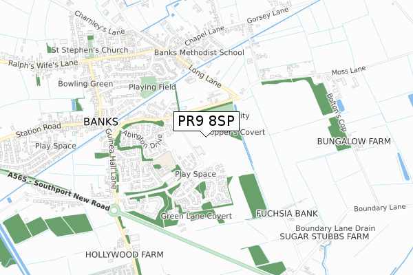 PR9 8SP map - small scale - OS Open Zoomstack (Ordnance Survey)