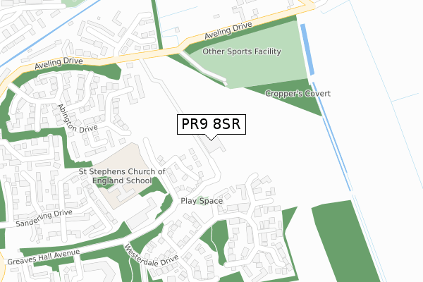 PR9 8SR map - large scale - OS Open Zoomstack (Ordnance Survey)