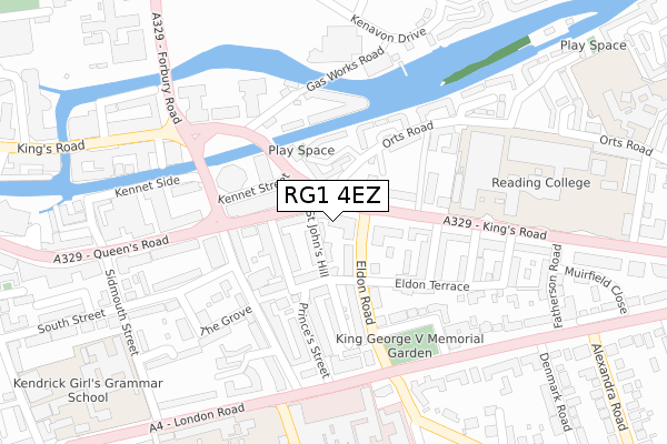 RG1 4EZ map - large scale - OS Open Zoomstack (Ordnance Survey)