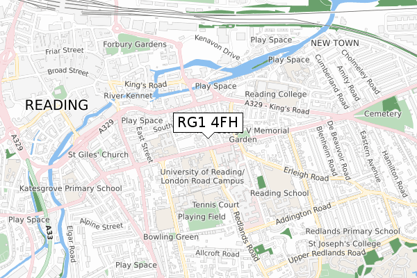 RG1 4FH map - small scale - OS Open Zoomstack (Ordnance Survey)