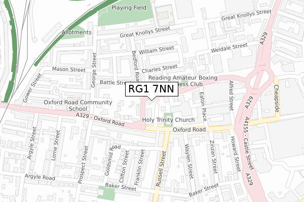 RG1 7NN map - large scale - OS Open Zoomstack (Ordnance Survey)