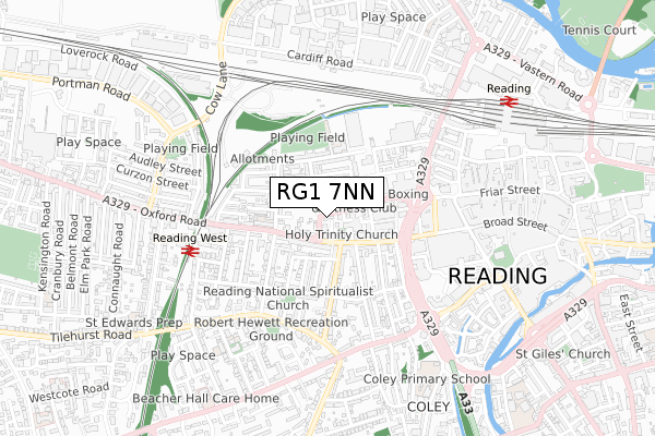 RG1 7NN map - small scale - OS Open Zoomstack (Ordnance Survey)